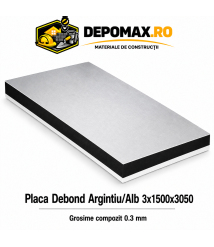 Placa BOND argintiu/alb 3mm, 1500x3050mm, aluminiu 0.3mm